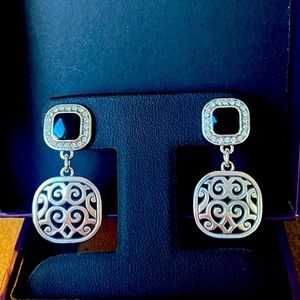 Brighton Black & Silver w/ Crystals Dangle Earrings